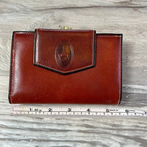 Vintage Brown Cowhide Leather Wallet with Coin Pouch Gold Clasp Grannycore Style - Picture 9 of 9
